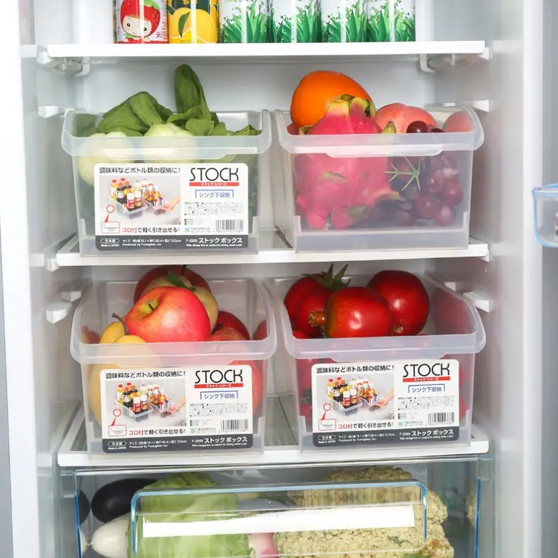 DD096 Fábrica de Plástico Estilo Japonés Cajón Tipo Organizar Caja Cocina Fruta Alimentos Contenedor Refrigerador Cajas de Almacenamiento