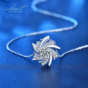 Argent 925 Original 1 Carat diamant Test passé brillant coupe D couleur Moissanite collier pendentif <span class=keywords><strong>moulin</strong></span> à vent pour femmes bijoux fins - Product Image 2