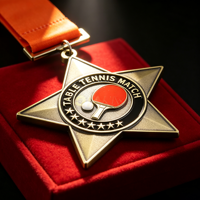 Médailles en métal personnalisées et créatives, médailles en forme d'étoile, rubans exquis, médailles d'honneur sur mesure en gros pour les événements de tennis de table