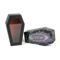 Boîte télescopique en carton noir gothique miniature YZ personnalisée, en forme de cercueil, avec doublure en éponge, fermeture magnétique et poignée, pour cadeaux de chocolat et cils