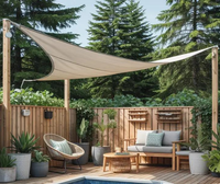 Voile d'ombrage rectangulaire beige en maille tissée respirante anti-UV pour piscine, terrasse et patio extérieurs