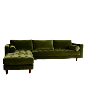 Sofá Seccional de 4 Plazas con Chaise Longue Izquierda y Esquina Cuadrada de Terciopelo para Sala de Estar - Product Image 1