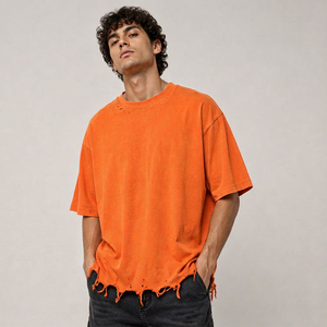 Camiseta Oversize de Algodón 100% para Hombre, Hombro Caído, Lisa, Estilo Urbano, Venta al por Mayor, Personalización con Serigrafía, Fabricación OEM ODM - Product Image 1