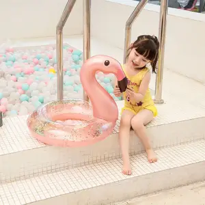 Flamingo ban renang anak dan dewasa, cincin berenang hewan tiup ukuran penuh