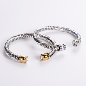 Bracciali a Fascia Intrecciata in Acciaio Inossidabile Placcato Oro <span class=keywords><strong>con</strong></span> Zirconi Cubici Classici Antiossidanti per Gioielli da Uomo - Product Image 3