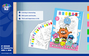 Blocco <span class=keywords><strong>da</strong></span> <span class=keywords><strong>Colorare</strong></span> Strange Us Monster in Carta Acquerello - 6 <span class=keywords><strong>Colori</strong></span> Vibranti Non Tossici, 12 Fogli per Disegno e Pittura Divertenti - Product Image 4