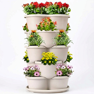 Grands pots de jardinage vertical modernes pour balcon, empilables en plusieurs couches, en PP écologique et léger - Product Image 1