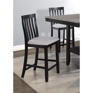 DB 2-Piece Minimalist Counter Height Dining <b>Chair</b> Set Black/Light Gray Slat Back Wooden <b>Chair</b> for Living Rooms <b>Restaurants</b> PP - Product Image 2