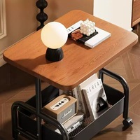 Table d'appoint à roulettes à double niveau mobile, table basse pour salon, canapé, chambre à coucher, étagères de rangement