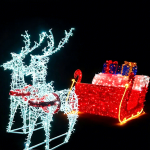 Outdoor Christmas Santa Claus Reindeer Sleigh Motif <b>Light</b> For Commercial Holiday Decoration - Product Image 1