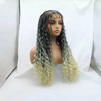 Perruque longue et volumineuse pour femme, en fibre chimique, tressée à trois brins, résistante à la chaleur, transparente, sans colle, entièrement faite à la main
