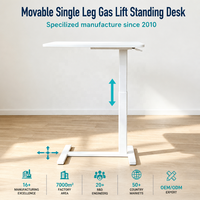 Table d'appoint médicale pour ordinateur portable, réglable en hauteur pneumatiquement, mobile, pour lit d'hôpital, poste de travail roulant pour patient