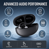 Écouteurs sans fil sportifs V6.0 à oreille libre, faible latence 38 ms, son spatial panoramique, autonomie 42 h, personnalisation OEM/ODM, logo sur mesure, direct usine