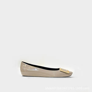 Chaussures plates à talon aiguille en cuir véritable 2025, boucle carrée, à enfiler, pour femmes, chaussures de travail OL, chaussures de ville, doublure en peau de mouton - Product Image 4