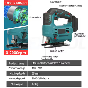 Sierra de cadena inalámbrica de alta calidad con velocidad ajustable, a batería, para cortar madera, sierra de calar de 18V y 400W - Product Image 3