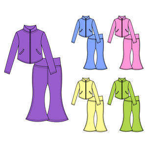 लड़कियों के योग सेट बच्चों को लंबे स्लीव जिप जैकेट हाई कमर लेगिंग पहनने योग्य फिटनेस पहनने वाली पोशाक थोक - Product Image 2