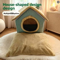 Lit pour chien et chat pliable de luxe avec fermeture à bouton, petite taille, toutes saisons, chaud et confortable