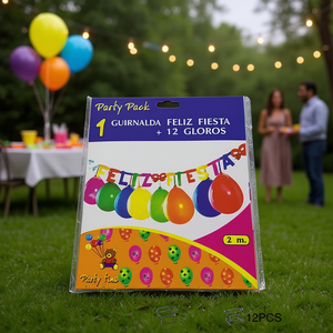 Set Decorativo per Feste con Ghirlanda 'Feliz Fiesta' 2m e 12 Palloncini - Product Image 2