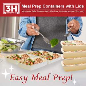 กล่องเตรียมอาหารแบบใช้ซ้ำได้ [150 ชิ้น, 38 ออนซ์] กล่องใส่อาหารแบบพกพาพร้อมฝาปิด - ปลอดสาร BPA, ใช้กับไมโครเวฟ/เครื่องล้างจาน/ช่องแช่แข็งได้ - Product Image 6