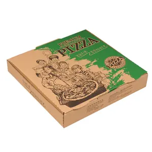 森彩定制印刷黑色比萨饼包装纸盒带手柄