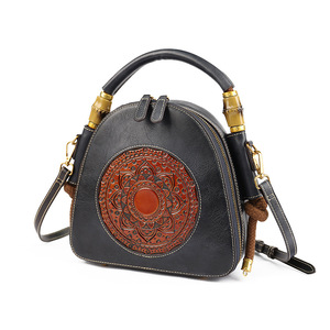Wholesale Price <strong>Navy</strong> Blue Shoulder India Ladies <strong>Handbag</strong> Tote <strong>Leather</strong> Hand Bag for Women Vintage Totem - Product Image 2