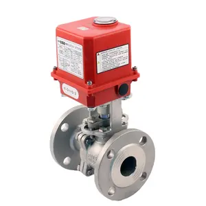 Motorized Ball Valves Flanged Port Two 2 Way Power off Reset Function Stainless Steel Flanged Ball Valve with Electric Actuator