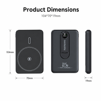 Nouveau style, ultra-fin, alliage d'aluminium, mini batterie Li-polymère 5000mAh, support de téléphone magnétique à charge rapide sans fil 15W, 2-en-1, 10000mAh