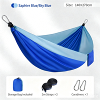 Hamac double d'extérieur durable, hamac de couchage imperméable en polyester léger, portable, pliable avec sangles et sac de rangement