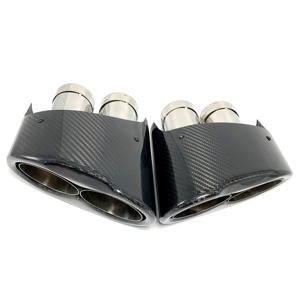 1 paire de embouts d'échappement pour <span class=keywords><strong>Audi</strong></span> A3 A4 A5 A6 A7, mise à niveau vers <span class=keywords><strong>RS3</strong></span> RS4 RS5 RS6 RS7 AK, tuyau d'échappement en fibre de carbone de haute qualité - Product Image 1