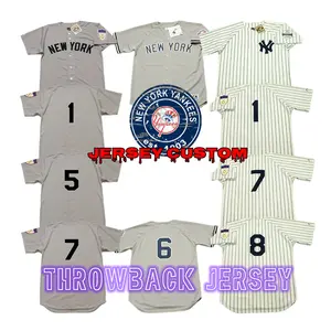 Men's New York 1 Billy Martin 3 Babe Ruth 4 Lou Gehrig 8 Yogi Berra Throwback Baseball Jersey Stitched S-5xl Yanke