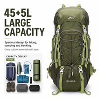 Sac à dos de randonnée et de voyage pour sports de plein air 50-70L, étanche, en nylon, avec fermeture à cordon, léger, portable, conception multi-compartiments