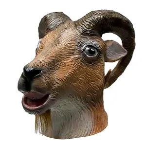 Realistic Latex Animal Dog Head Full Face Mask Halloween Goat Head Latex Animal Headgear for Fancy Dress Party Cosplay Costume