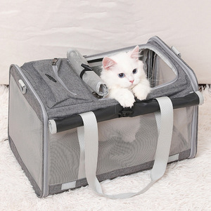 Sacs de transport de voyage portables respirants imperméables durables pour chiens chats rideaux roulants personnalisables tissu chat transporteur fermeture éclair - Product Image 2