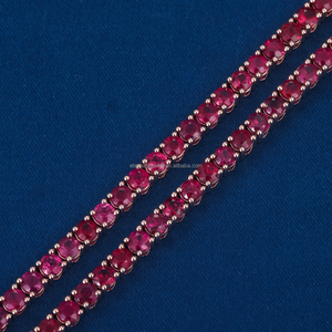 Cadena de oro sólido de 9K 10K 14K 18K auténtica personalizada, cadena de eslabones de tenis de rubí natural cultivada en laboratorio, pulsera, collares - Product Image 1
