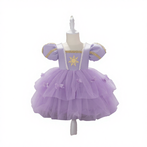 WEARON Nouvelle robe de princesse en maille tricotée à manches longues en satin boutonné à col rond pour filles d'été - Product Image 4