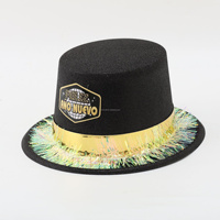 HLC personnalisé Fluorescent Feliz Ano Nuevo plastique Logo personnalisé chapeau haut de forme de Noël couvre-chef avec glands pour bonhomme de neige fête habiller