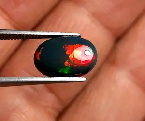 Natural Ethiopian Black Opal Multi Fire Black 1.90 Carat Opal - 12x8mm from Manufacturer Supplier For Factory Price Buy Now