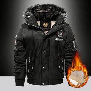 OEM Winter Unisex Cotton Thickened Hooded <b>Pilot</b> <b>Jacket</b> Youth Street Baseball Coat Soft Shell Fabric Geometric Hip Button Front - Product Image 4