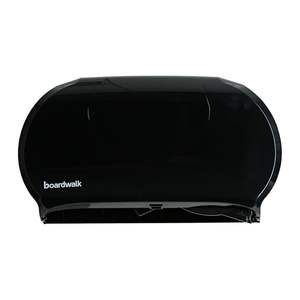 Dispensador de papel higiénico doble jumbo Boardwalk R4070BKBW de 20.25 pulgadas X 6 pulgadas X 12.25 pulgadas Dispensador de Jabón Líquido Negro - Product Image 2