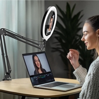 Support de téléphone en plastique à long bras de 26 cm avec kit d'éclairage annulaire pour YouTube, diffusion en direct, enregistrement vidéo, photographie
