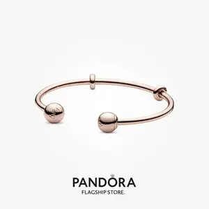 pandora gelang terbuka bangle Suppliers-Pandora Momen Gelang Terbuka Berlapis Emas 14K
