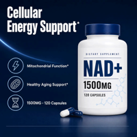 Capsules NAD Plus 1500 mg, complément alimentaire à haute puissance pour soutenir l'énergie cellulaire, 120 capsules pour adultes, bien-être quotidien