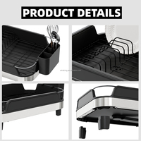 WIREKING Égouttoir à vaisselle robuste en acier inoxydable pour comptoir de cuisine avec drainage automatique et porte-ustensiles