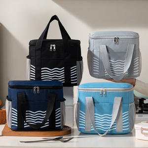 Bolsa térmica para el almuerzo con diseño ondulado, de aluminio grueso, para refrigeración y almacenamiento, para trabajadores de oficina y estudiantes. - Product Image 1