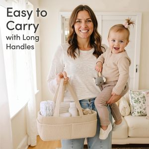 Portable Mommy Nursery Organizer Baby Diaper <strong>Storage</strong> Basket <strong>Nappy</strong> Caddy-for On-the-Go <strong>Storage</strong> - Product Image 1