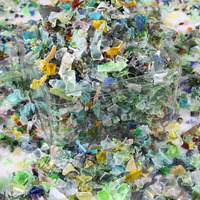 Flocons de PET recyclé post-consommation, mélange de couleurs, granulés de bouteilles PET, récupération à chaud, pour sangles / fibres