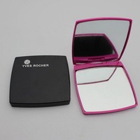 Miroir de maquillage compact personnalisé avec logo, grossissement 2X/1X, double face, pliable, carré, miroir de poche cosmétique, miroir de voyage personnalisé