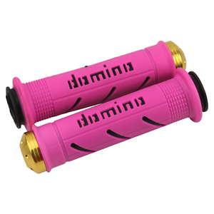 Poignées de guidon Domino 22-24mm, extrémité noire et dorée pour moto, ATV, accélérateur - Product Image 2