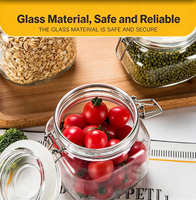 Bocal carré en verre hermétique en gros, avec couvercle à fermoir en fil métallique, récipient carré en verre transparent pour l'organisation du garde-manger et la mise en conserve