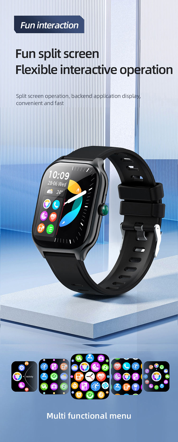 2024 Fashion LX307 Smart Watch Waterproof Bt Call Blood Oxygen Heart Rate  Sport Watches for Women